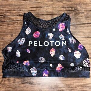 Peloton Women's Size MEDIUM Sports Bra Asteroid Rock Diamond Gem High Neck Navy
